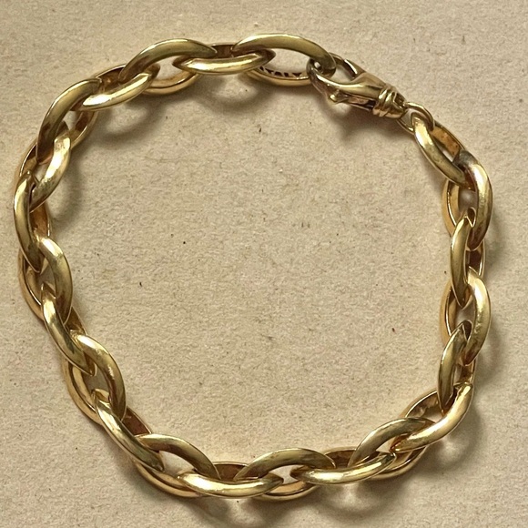 2005 VERONESE 18K BONDED .925 SILVER HEAVY CHAIN LINK 8" BRACELET - Picture 2 of 11